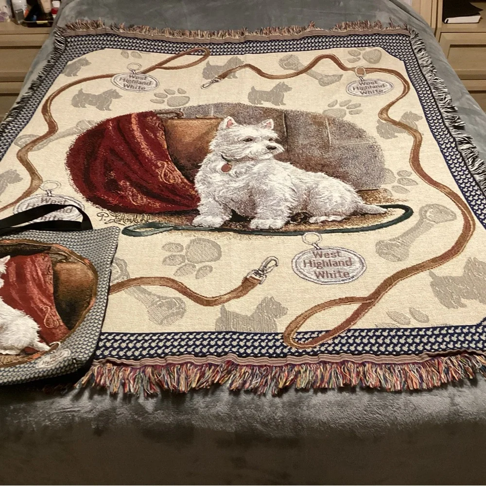 West Highland White Terrier Tapestry Throw Shopping Bag and Westie Book
